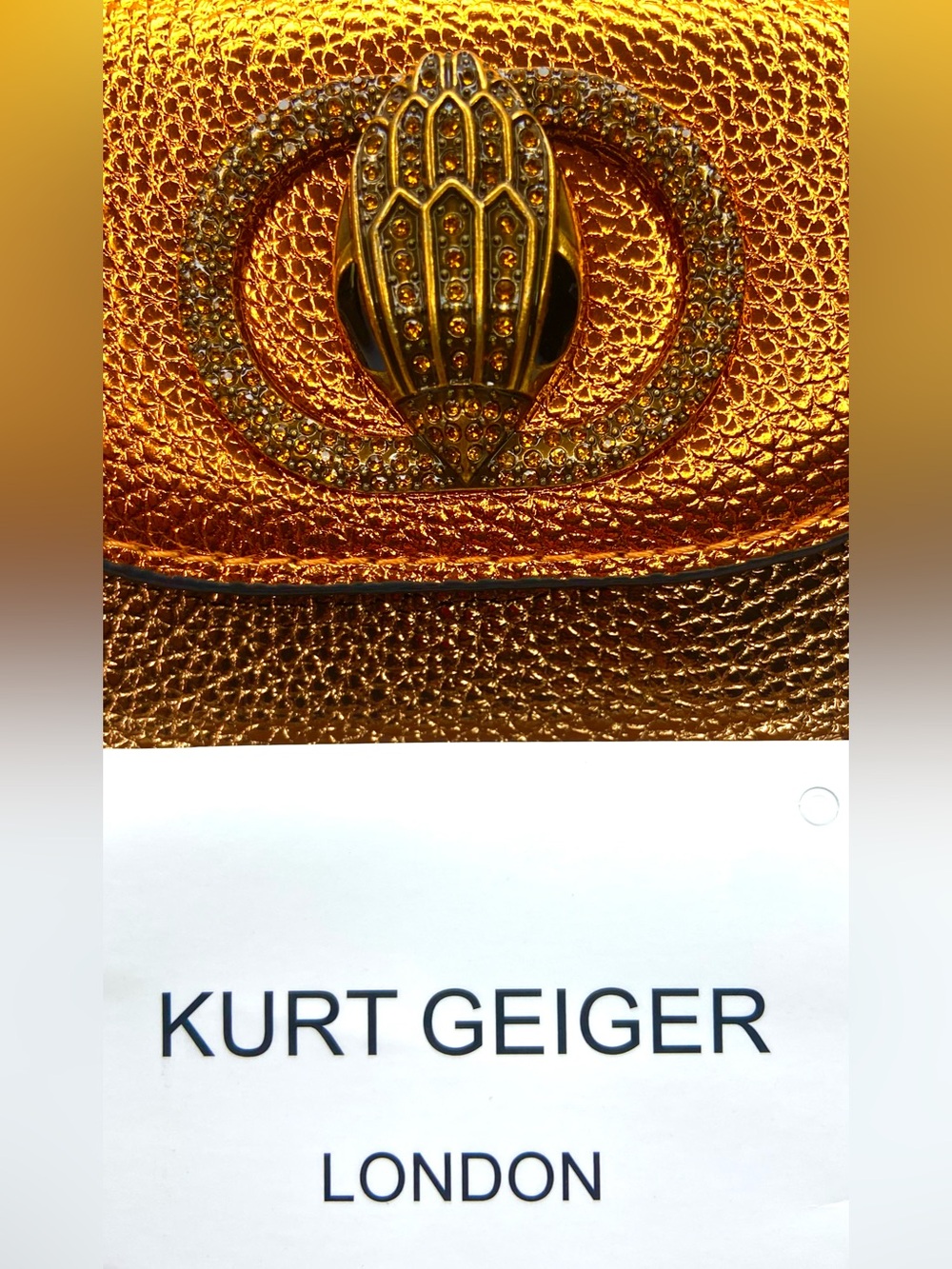 NWOT Kurt Geiger Metallic Copper-Gold Mini Crossbody Bag - Picture 5 of 5